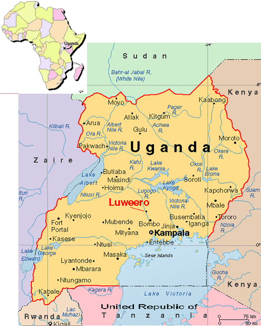 physical map of uganda. Map of Uganda