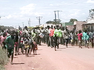Parade and crowd in Luweero